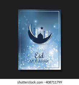 Eid Mubarak - Moon in the Sky - Greeting Card, Flyer or Cover Design for Muslim Community Festival