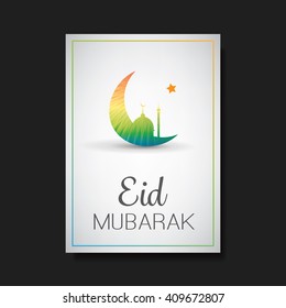 Eid Mubarak - Moon in the Sky - Greeting Card, Flyer or Cover Design for Muslim Community Festival