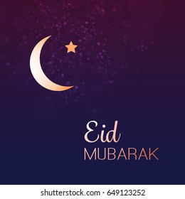 Eid Mubarak - Moon in the Sky - Greeting Card Design for Muslim Community Festival
