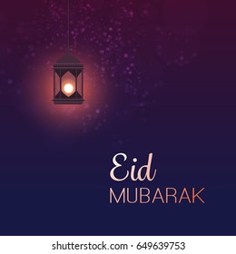 Eid Mubarak - Moon in the Sky - Greeting Card Design for Muslim Community Festival