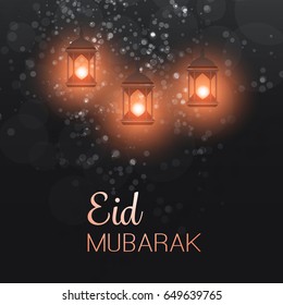 Eid Mubarak - Moon in the Sky - Greeting Card Design for Muslim Community Festival