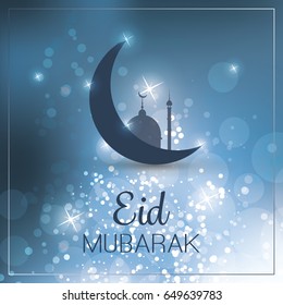 Eid Mubarak - Moon in the Sky - Greeting Card Design for Muslim Community Festival