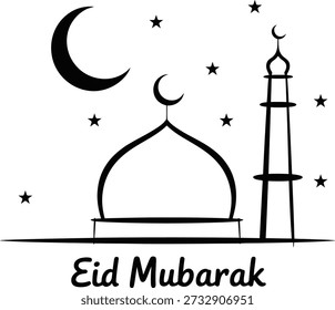 Eid Mubarak Moschee Halbmond Sterne islamischen Gruß Grafikdesign