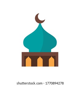 eid mubarak mosque cupule flat style icon vector illustration design