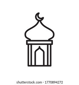 eid mubarak mosque cupule line style icon vector illustration design