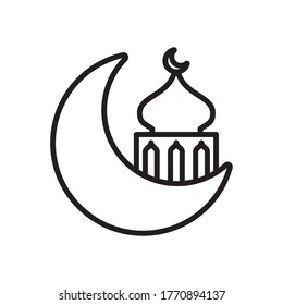 eid mubarak mosque cupule in moon line style icon vector illustration design