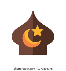 eid mubarak mosque cupule with moon and star flat style icon vector illustration design