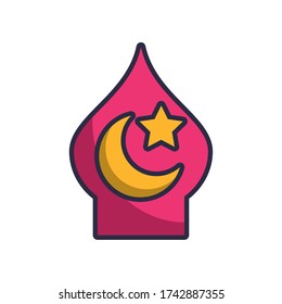 eid mubarak mosque fill style icon vector illustration design