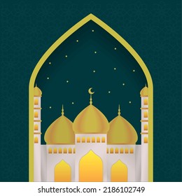 Eid Mubarak mosque in frame poster