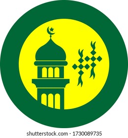 The Eid mubarak with mosque icon flat style for web design