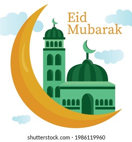 Eid Mubarak Mosque Illustration Design Art