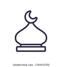 eid mubarak mosque with moon line style icon vector illustration design