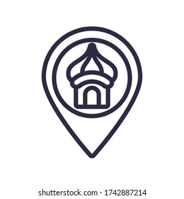 eid mubarak mosque in pin location line style vector illustration design