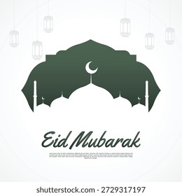 Eid mubarak con Vector de diseño de Plantilla de cartel de mezquita