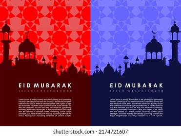 eid-Mubarak mit Moschee-Silhouette .Vektorform, geeignet für Pamphlets und Plakate