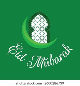 eid mubarak  with mosque window frame ornament vector illustration design