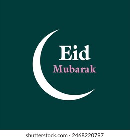 Eid Mubarak Muslim greetings with moon vector design. eps  