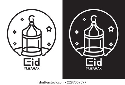 Eid Mubarak Muslim icon vector, Ramadan Kareem, Greeting icons, Eid Mubarak outline icons vector