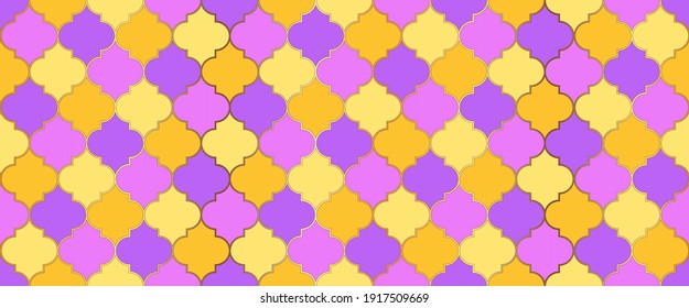 Eid Mubarak Muslim Illustration. Ramadan Traditional Mosque Golden Motif. Persian Mosque Window Tile. Moroccan Seamless Pattern Ramadan Kareem Islamic Background. Moroccan Seamless Mosaic Design.