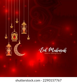 Eid Mubarak muslim religious festival greeting card design vector