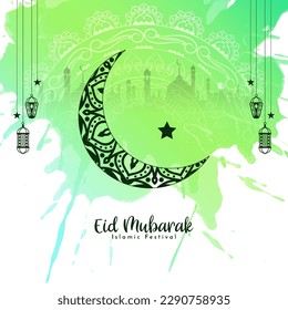 Eid Mubarak muslim religious festival background design vector