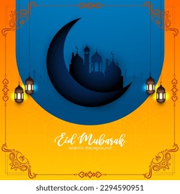 Eid Mubarak muslim religious festival greeting card design vector