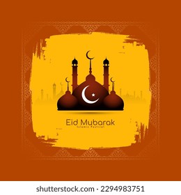 Eid Mubarak muslim religious festival greeting card design vector