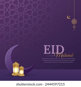 Eid Mubarak ornamental greeting card with Arabic pattern and decorative frame