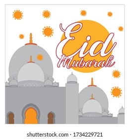 Eid Mubarak and pandemic corona covid_19, vector illustration