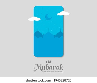 Eid Mubarak Phone Paper Vector