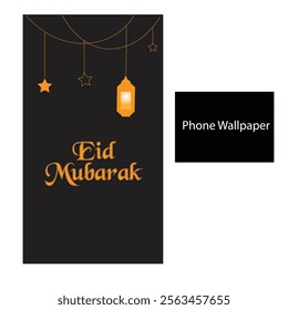 Eid Mubarak Phone Wallpaper Black Vector EPS