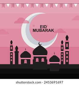 Eid Mubarak Post, Holiday cover, Greeting cards Illustrations.