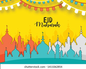 Eid Mubarak Poster or banner design. with creative abstract design for Eid Mubarak 