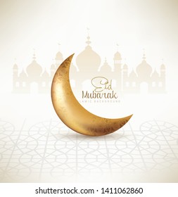 Eid Mubarak Poster or banner design. with creative abstract design for Eid Mubarak 