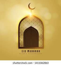 Eid Mubarak Poster or banner design. with creative abstract design for Eid Mubarak 