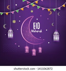 Eid Mubarak Poster or banner design. with creative abstract design for Eid Mubarak 