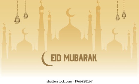 Eid mubarak poster greeting card design with moon