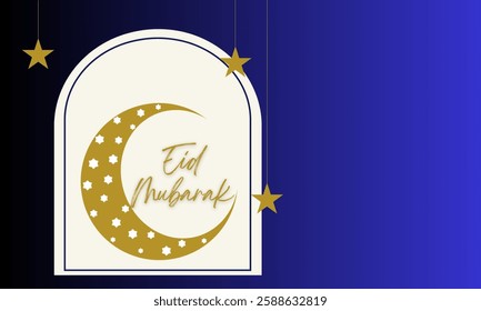 Eid Mubarak Poster with moon, arch and star