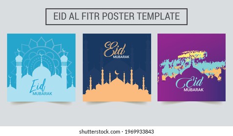 Eid Mubarak poster template set. Religious Islamic holy holiday poster. vector illustration. holiday posters.