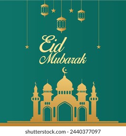 Eid Mubarak premium vector illustration with luxury design. gradient eid mubarak background. Islamic design