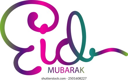 Eid Mubarak, Eid Mubarak premium vector illustration with luxury design. Blue pink gradient eid mubarak