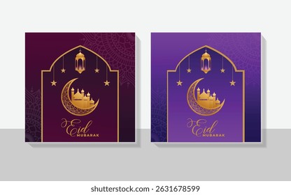 Ilustración vectorial de Premium de Eid Mubarak con diseño de lujo
