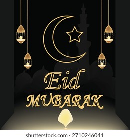 Eid Mubarak Premium-Vektorgrafik mit Luxus-Design auf Farbhintergrund