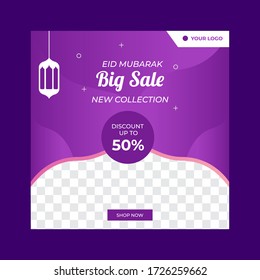 Eid Mubarak promotion special sale social media post template design banners vector illustration