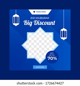 Eid Mubarak promotion special sale social media post template design banners vector illustration