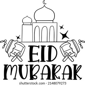 Eid Mubarak Quotes. Ramadan Eid Lettering Quotes For Printable Poster, Tote Bag, Mugs, T-Shirt Design.
