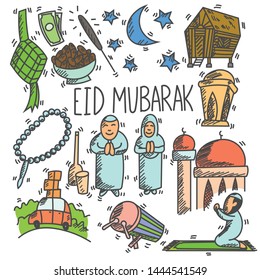 Eid mubarak or ramadan doodles, sketch, drawings, cute