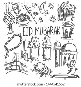 Eid mubarak or ramadan doodles, sketch, drawings, cute