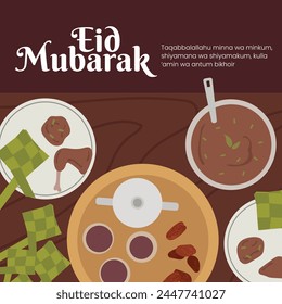 eid mubarak ramadan feast food greetings social media illustration