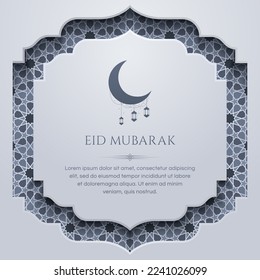 Eid Mubarak Ramadan Kareem Background with Islamic Arabic Ornament Pattern Frame